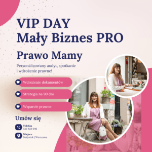 VIP DAY Mały Biznes PRO ✨️ Dokumenty i mentoring 1:1 dla Polek prowadzących działalność nierejestrowaną lub mały solobiznes.